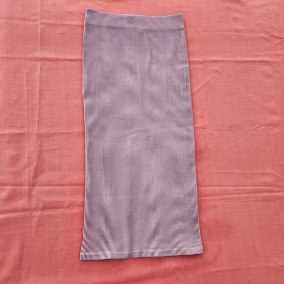 Zara Women's M-L Dusty Pink Knit High Waist Pencil Skirt Midi Stretch Tight - Picture 6 of 6